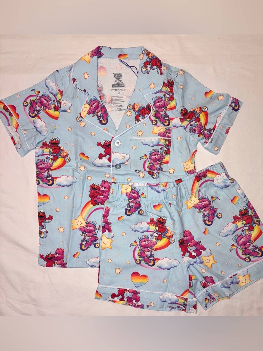 Posh Peanut X Care Bears X Sesame St Unisex Elmo Pajama set 2T w/dust bag NWT